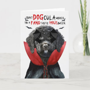 Cartão De Festividades Black Labradoodle Funny Count DOGula Halloween