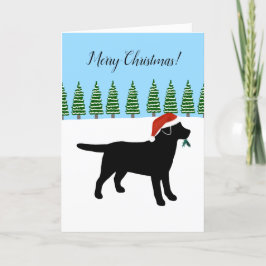Cartão De Festividades Black Labrador Christmas Evergreen Santa Hat