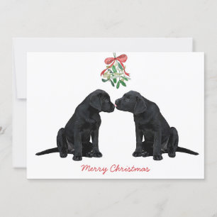 Cartão De Festividades Black Labrador Mistletoe Cute Dog Puppy