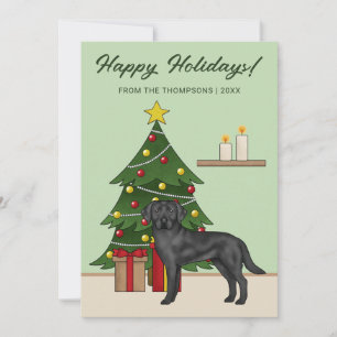 Cartão De Festividades Black Labrador Retriever Verde Festivo Natal
