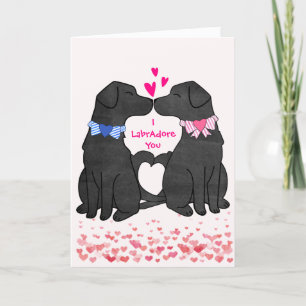 Cartão De Festividades Black Labs Personalizados Beijando no Dia dos Namo