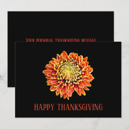 Cartão De Festividades Black Orange Floral Modern Happy Graças