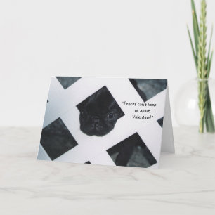 Cartão De Festividades Black Pug Puppy Valentine's Day Greeting Card