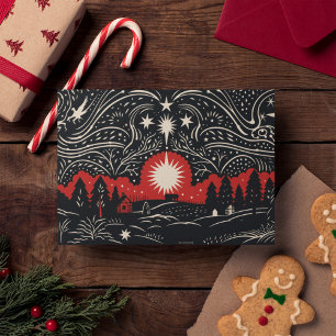 Cartão De Festividades Black Red Abstrato Landscape Christmas Night Sky