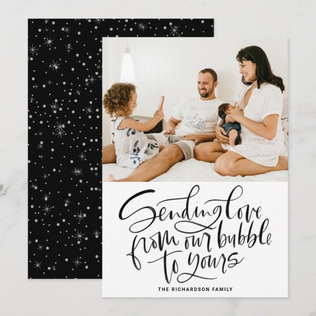 Cartão De Festividades Black Sending Love from Our Bubble to Your Photo ( (Frente/Verso)