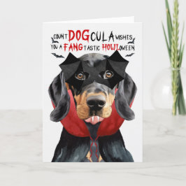 Cartão De Festividades Black Tan Coonhound Funny Count DOGula Halloween