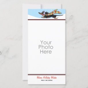 Cartão De Festividades Black Tan Dachshund Cut Winter