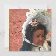 Black Victorian Doll Valentine/Greeting Card