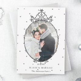 Cartão De Festividades Black & White Classic Christmas 2 Photo   