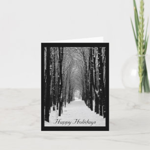 Cartão De Festividades Black & White Winter Photo Holiday Greeting Card