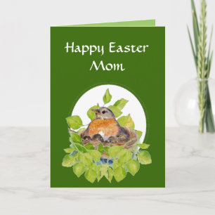 Cartão De Festividades Blank Happy Easter Mom, Mother Robin on Nest