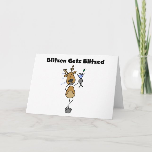 Cartão De Festividades Blitzen obtem Blitzed (Frente)