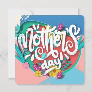 Cartão De Festividades Bloco de Cores Dia das Mães