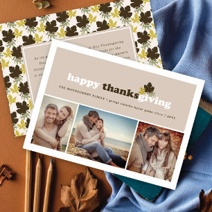 Cartão De Festividades Blocos Modernos Caindo Folga Ação de Graças 3 Foto