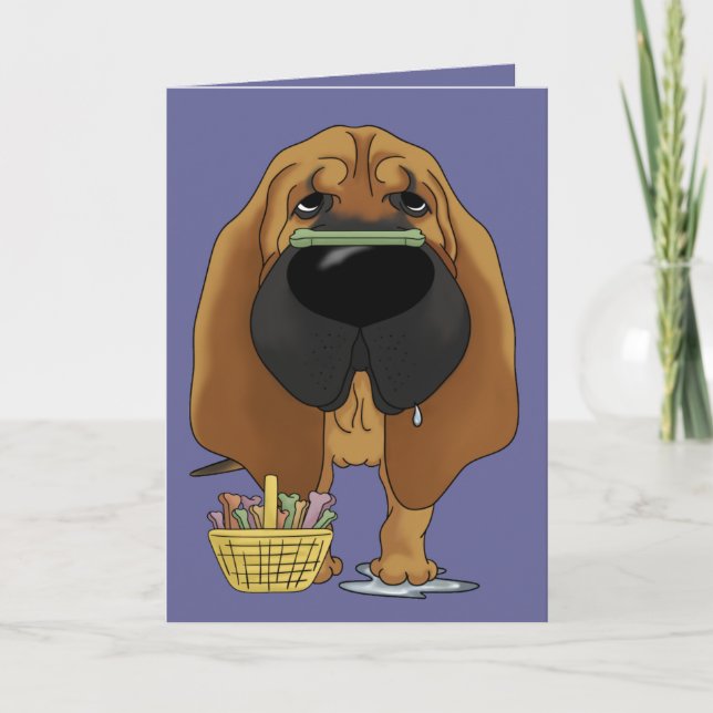 Cartão De Festividades Bloodhound - caça do osso da páscoa (Frente)
