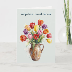 Cartão De Festividades Blooms em Aquarela Tulipas Dia das Mães Moderno