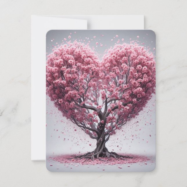 Cartão De Festividades Blossomas de Cereja Rosa (Frente)