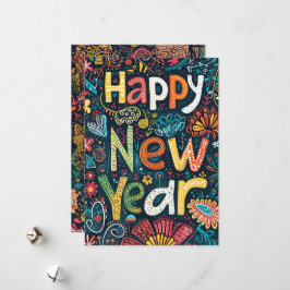 Cartão De Festividades Blossoming Beginnings - Um Gr de Ano Novo desenhad