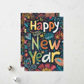 Cartão De Festividades Blossoming Beginnings - Um Gr de Ano Novo desenhad