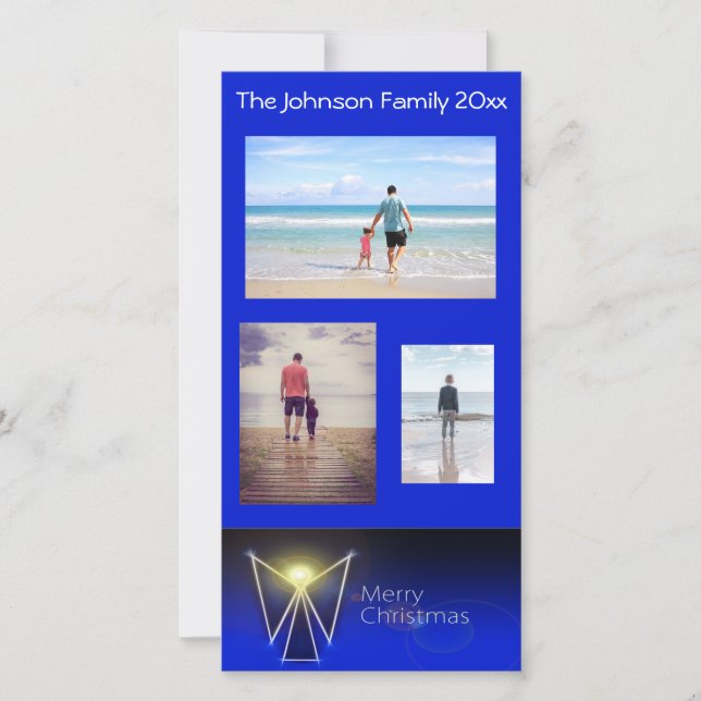 Cartão De Festividades Blue Angel Felry Natal 3 Foto (Frente)