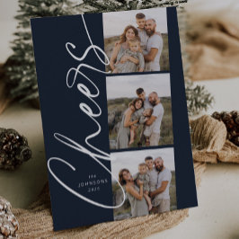 Cartão De Festividades Blue Cheers Simple Modern Elegante Natal