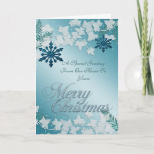 Cartão De Festividades Blue Christmas Greeting from our home to yours