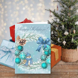 Cartão De Festividades Blue Christmas Happy Holidays Greeting Card