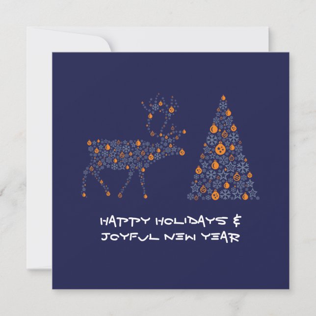 Cartão De Festividades Blue greeting card HAPPY HOLIDAYS JOYFUL NEW YEAR (Frente)