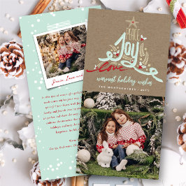 Cartão De Festividades Blue Hand Desenhou Joy Peace Love Kraft Foto Rusti