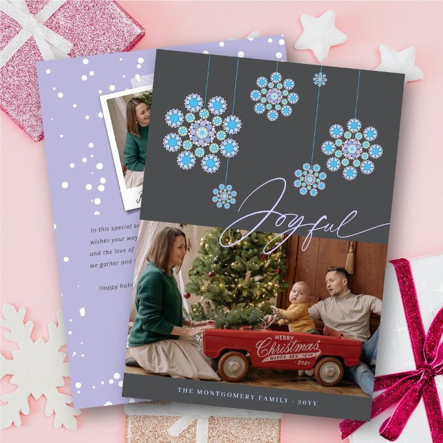 Cartão De Festividades Blue Hanging Ornaments Festivos Winter Wonderland (Criador carregado)