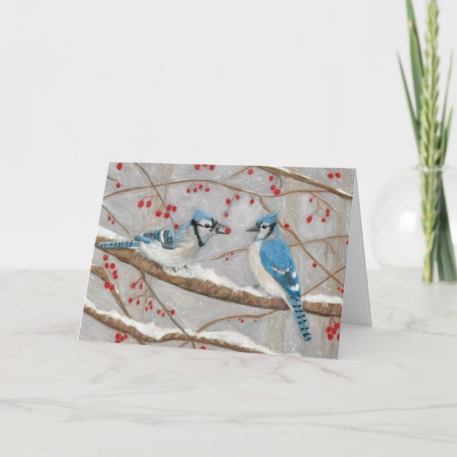 Cartão De Festividades Blue Jays pelo artista autístico Marcy Deutsch (Frente)