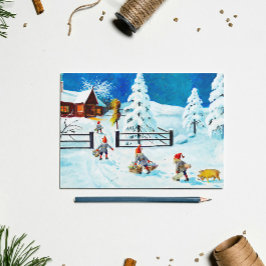 Cartão De Festividades Blue Jenny Nyström Gnome Vintage Natal Sueco