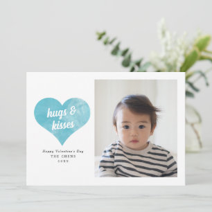 Cartão De Festividades Blue Love Heart Modern Dia de os namorados Foto