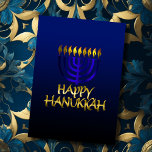 Cartão De Festividades Blue Menorah Flames Happy Hanukkah Card<br><div class="desc">Itens temáticos de feriado projetados por Umua. Impresso e enviado pela Zazzle ou suas afiliadas.</div>