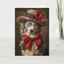 Cartão De Festividades Blue Merle Aussie Natal Vitoriano Cachorro