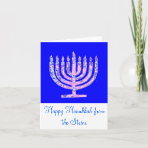 Cartão De Festividades Blue Pink Menorah 4Henry