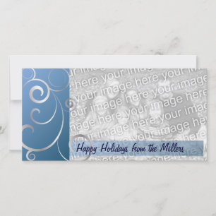 Cartão De Festividades Blue & Silver Holiday Swirls