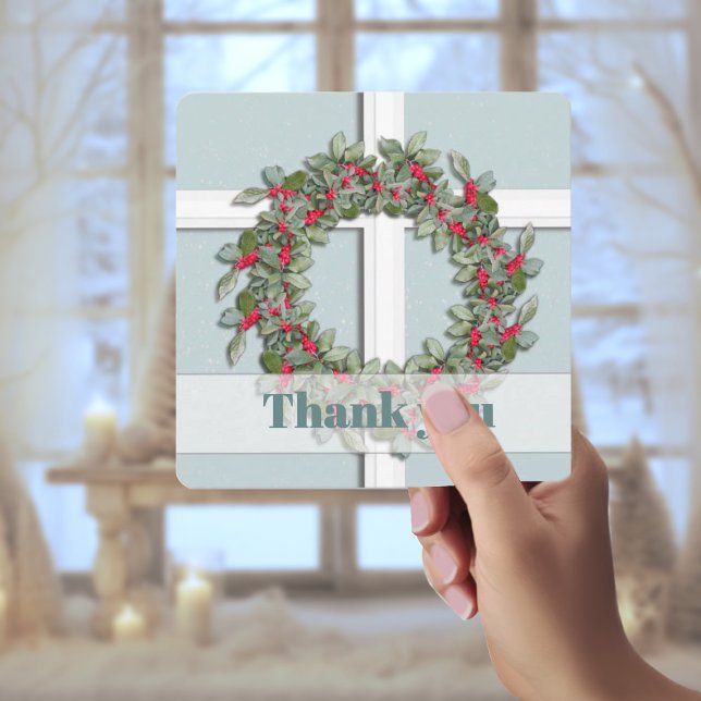 Cartão De Festividades Blue Spruce Window to Winter Thank You (Criador carregado)