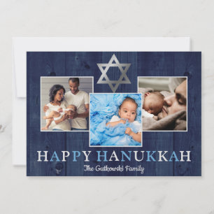 Cartão De Festividades Blue Star of David Happy Hanukkah Photo Collage