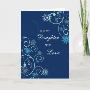 Cartão De Festividades Blue Swirls Daughter Merry Christmas Card
