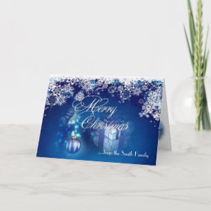 Cartão De Festividades Blue White Snowflake Merry Christmas Card