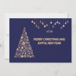 Cartão De Festividades Blue wish card New Year with Christmas ball & tree