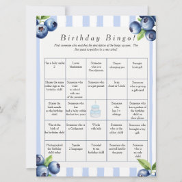 Cartão De Festividades Blueberry  Birthday Find Guest Bingo game card