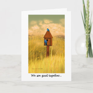 Cartão De Festividades Bluebird lovers at country house painting card
