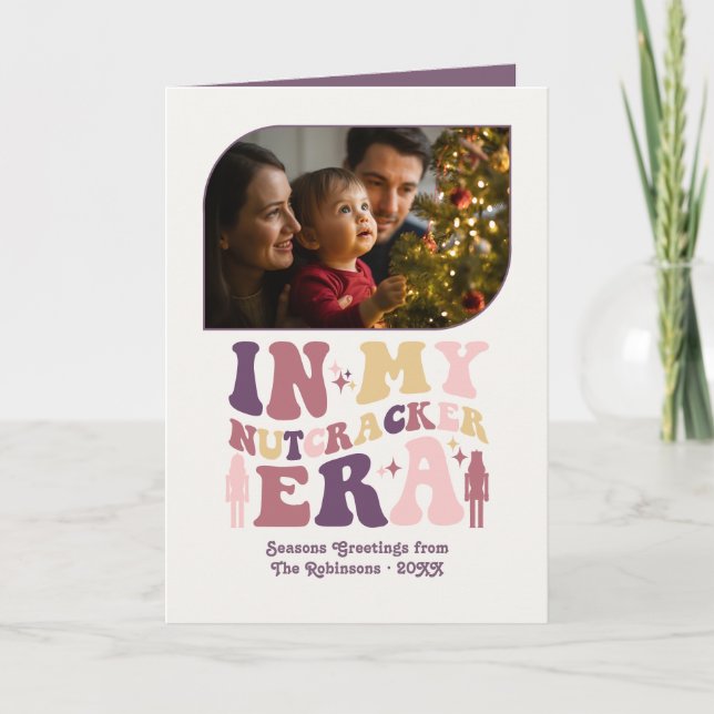 Cartão De Festividades Blush and Berry Fun Retro Christmas Photos (Frente)