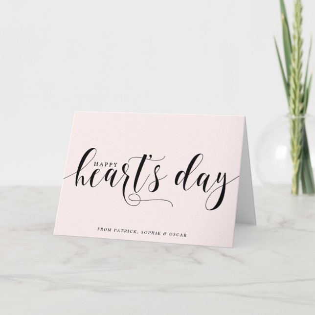 Cartão De Festividades Blush Happy Heart's Day Script | DIA DE OS NAMORAD (Frente)
