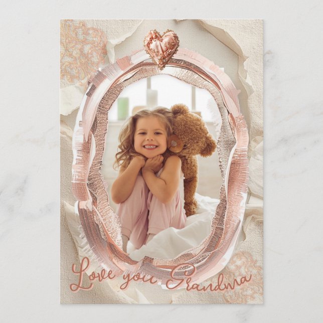 Cartão De Festividades Blush Heirloom Heart Photo Frame Loving Keepsake (Frente)