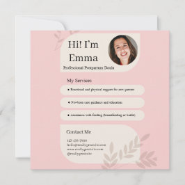Cartão De Festividades Blush Pink Postpartum Doula Professional Design