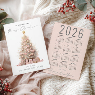 Cartão De Festividades Blush Quirky Tree 2026 Calendar Feliz Natal