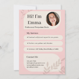 Cartão De Festividades Blush Rosa Design de Doula Pós-parto Profissional